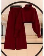 ست زنانه دورس کراپ شلوار بگ کتیبه - تصویر 4