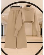 ست زنانه دورس کراپ شلوار بگ کتیبه - تصویر 3