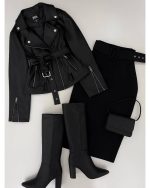 کت زنانه چرم کوتاه خانومی - تصویر 3