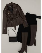 کت زنانه چرم کوتاه خانومی