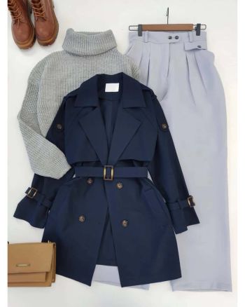 بارونی زنانه کوتاه رادنوش - تصویر 4