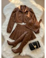 ست زنانه کت دامن کراپ ویدا