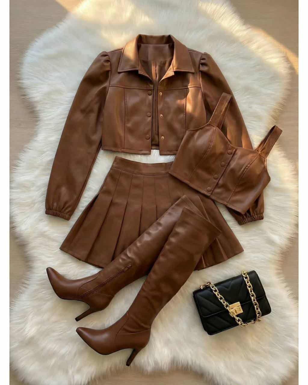 ست زنانه کت دامن کراپ ویدا