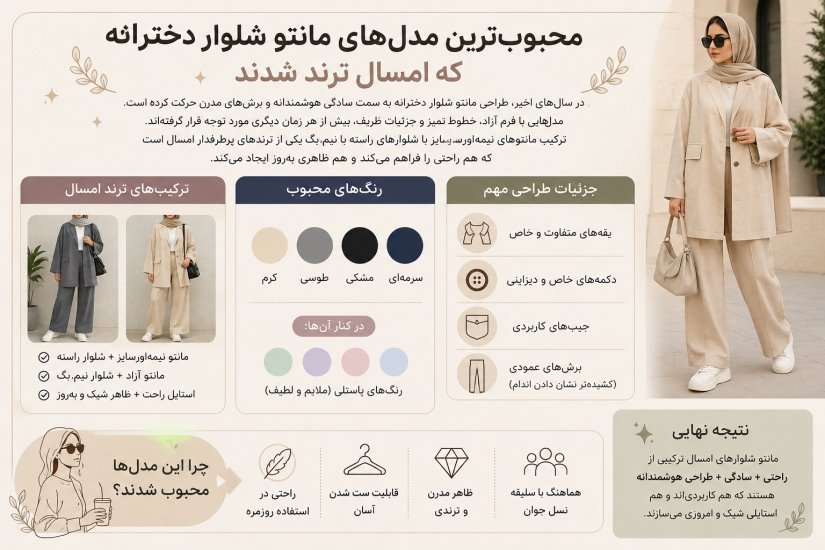 محبوب ترین مدل های مانتو شلوار