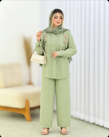شومیز شلوار گلدوزی زنانه رعنا - تصویر 5