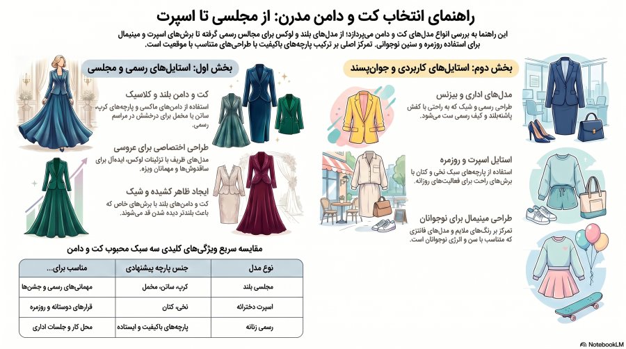 راهنمای انتخاب کت دامن زنانه