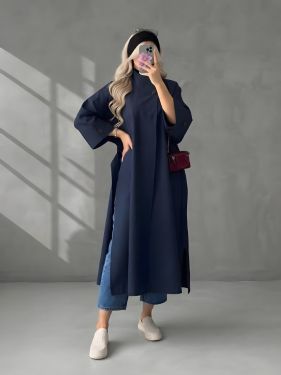 بارانی بلند زنانه بغل چاک دار رومیسا - تصویر 4