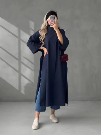 بارانی بلند زنانه بغل چاک دار رومیسا - تصویر 4