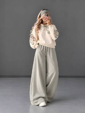 ست هودی و شلوار بگ زنانه گلدار لاتین - تصویر 6