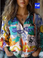 شومیز طرحدار زنانه بهنوش - تصویر 2