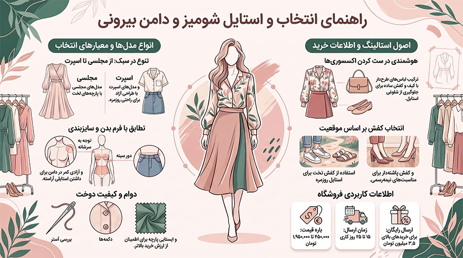 راهنمای انتخاب شومیز دامن بیرونی