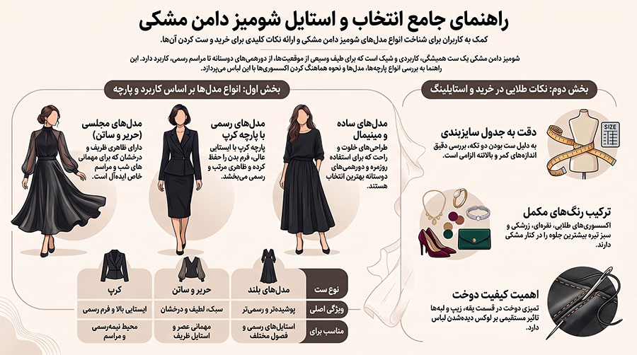 راهنمای انتخاب شومیز دامن مشکی