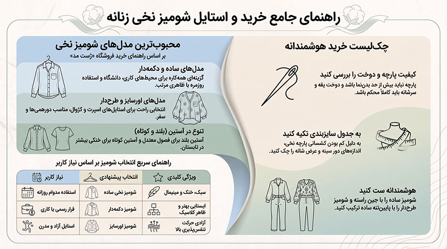 راهنمای انتخاب شومیز نخی زنانه