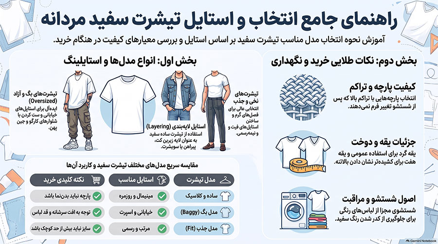 راهنمای خرید تیشرت سفید مردانه