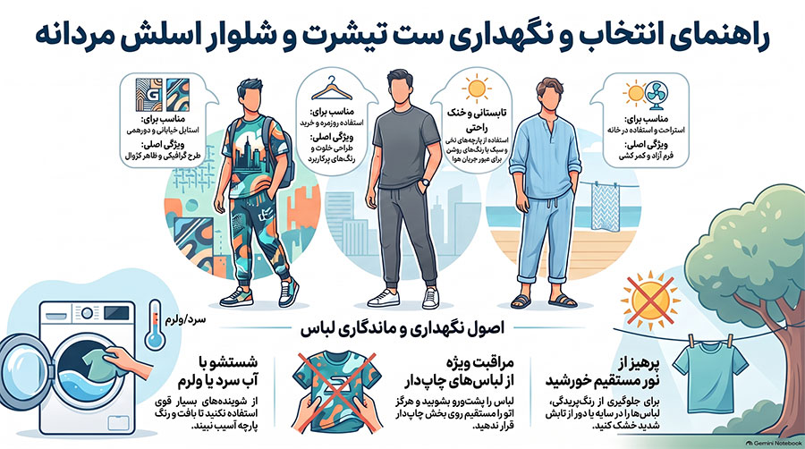 راهنمای خرید ست تیشرت و شلوار اسلش مردانه