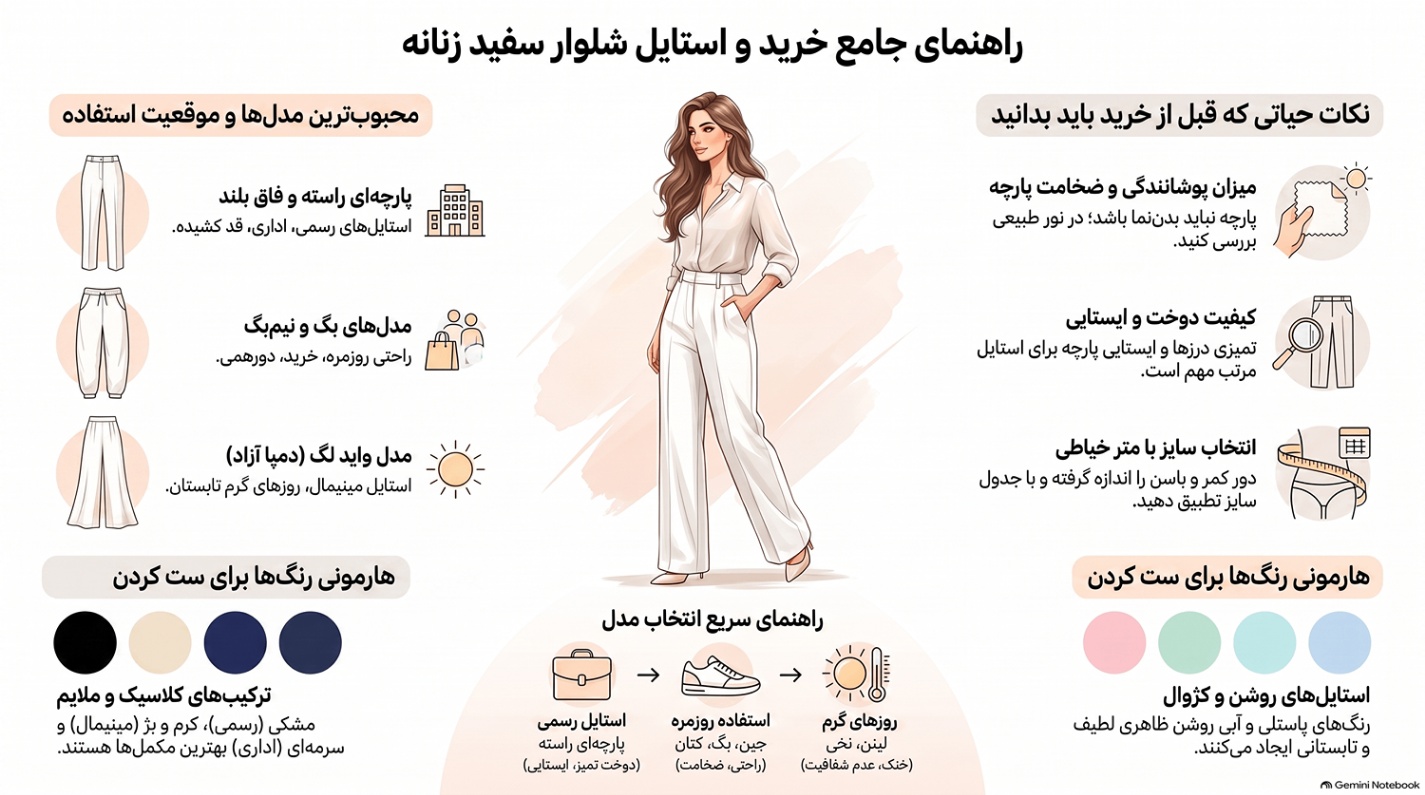 راهنمای خرید شلوار سفید زنانه