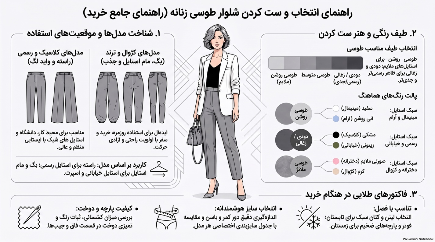 راهنمای خرید شلوار طوسی زنانه