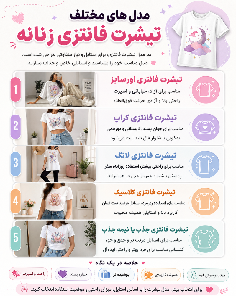 مدل های مختلف تیشرت فانتزی زنانه