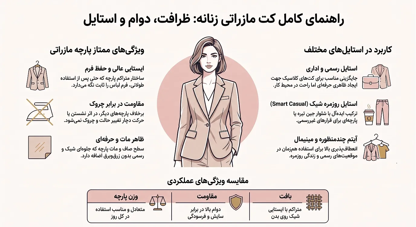 راهنمای انتخاب کت زنانه با جنس مازراتی