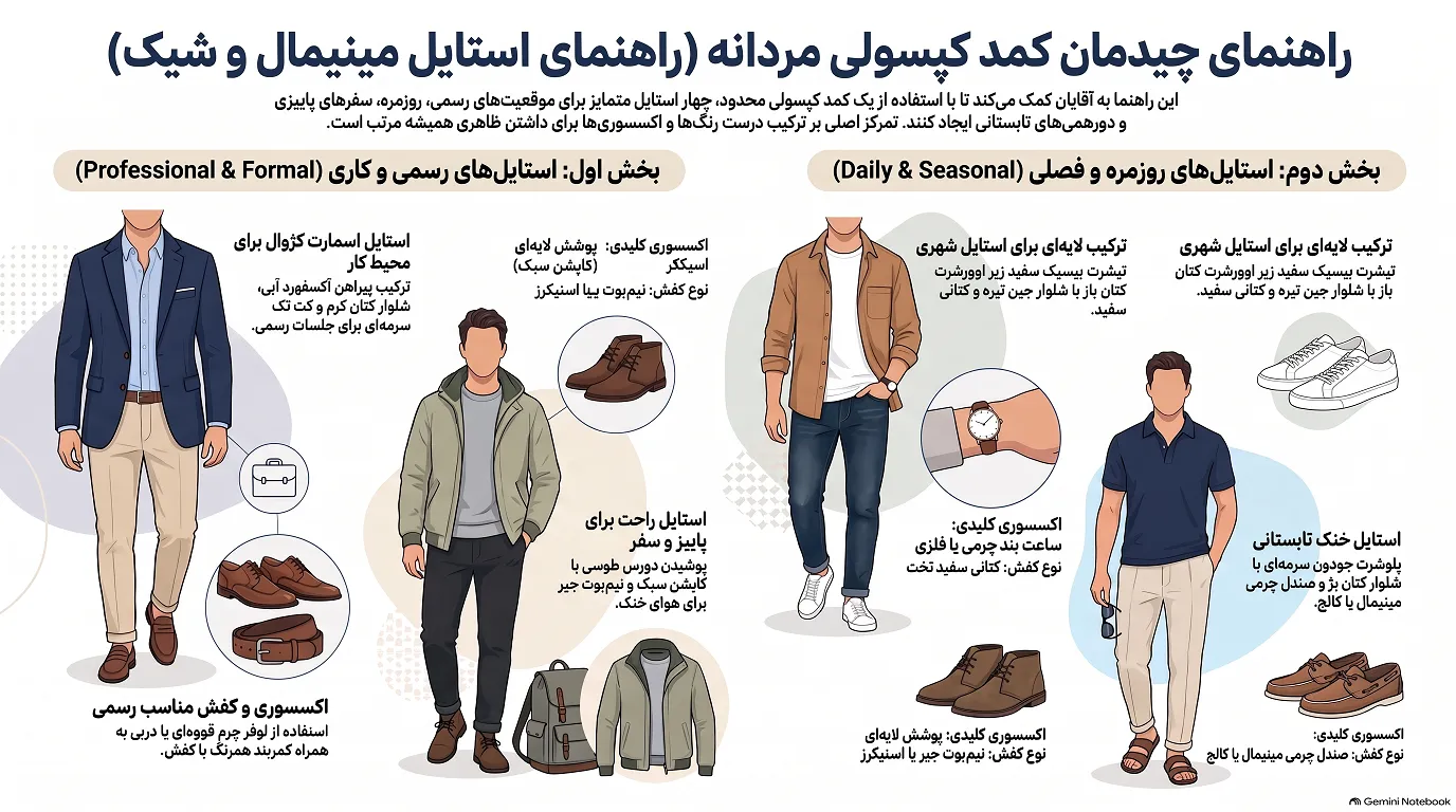 راهنمای کمد لباس مردانه مینیمالیست