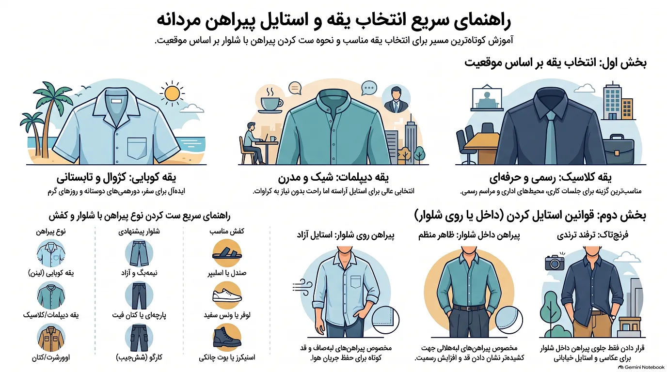 راهنمای انتخاب یقه پیراهن مردانه