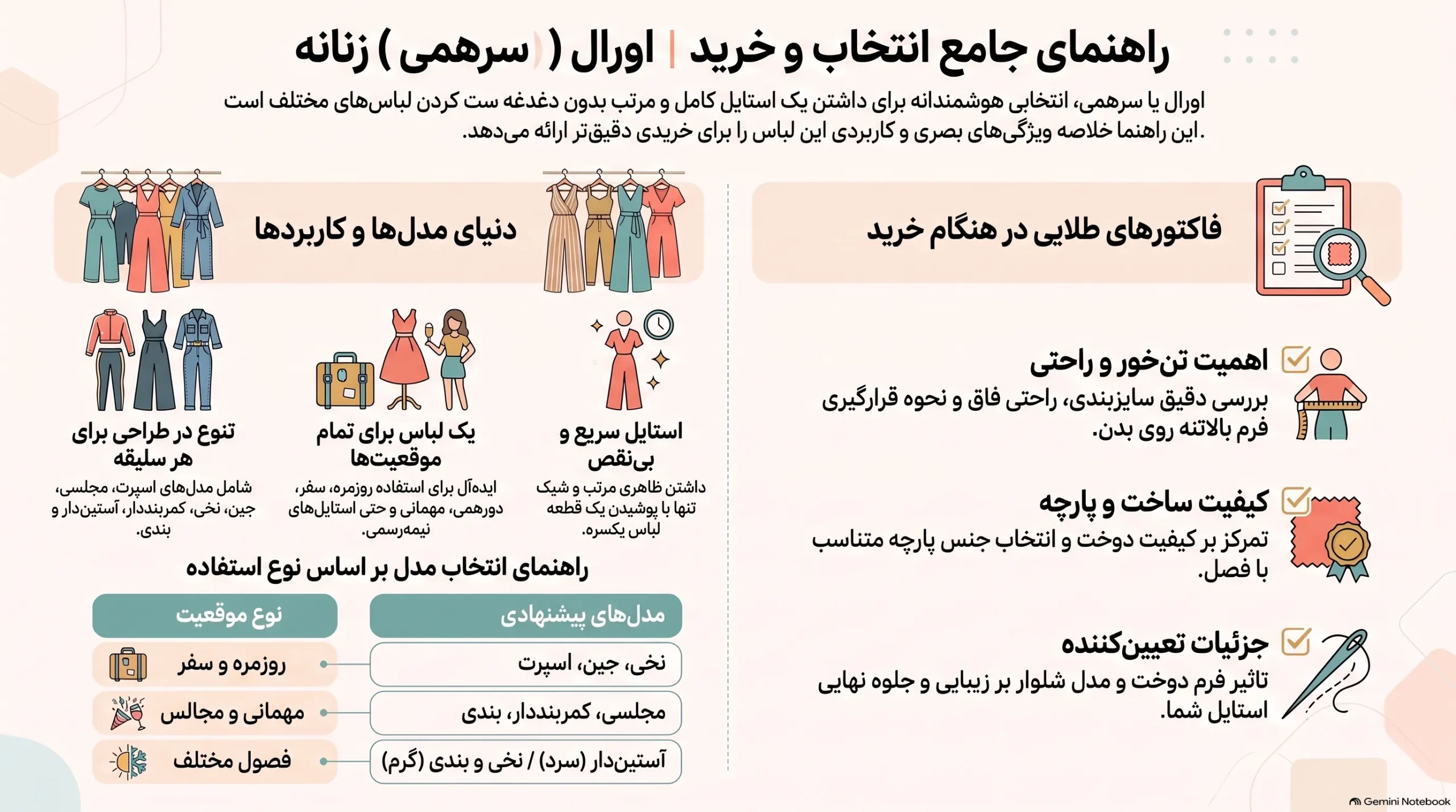 راهنمای انتخاب و خرید اورال یا سرهمی زنانه