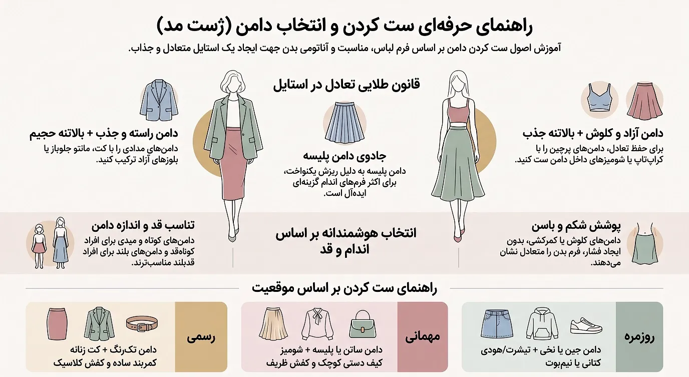 راهنمای ست کردن دامن