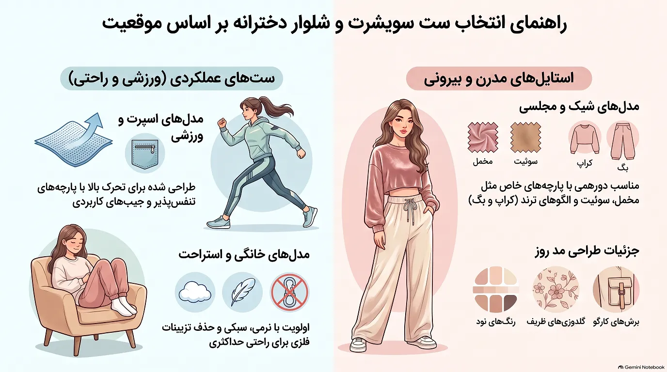 راهنمای انتخاب ست سویشرت و شلوار دخترونه