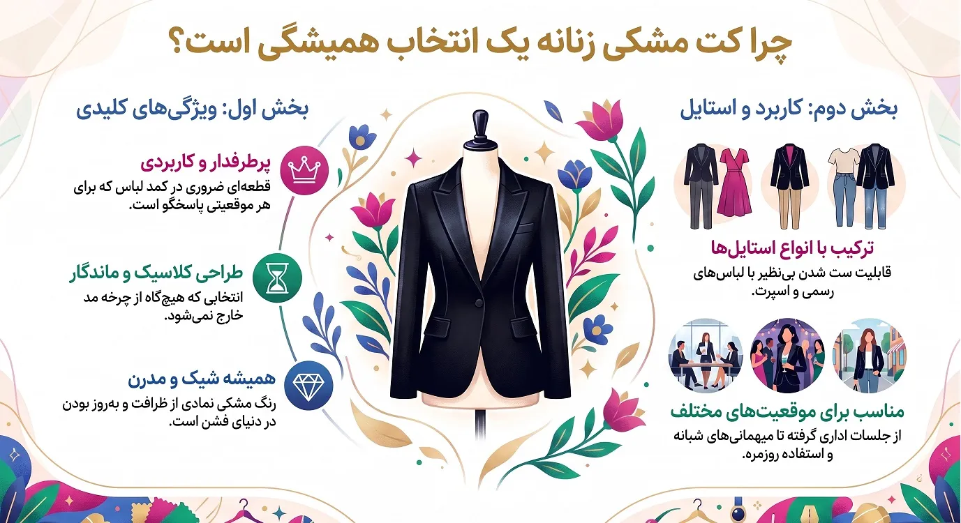 چرا کت مشکی زنانه در استایل کاربردی ست؟