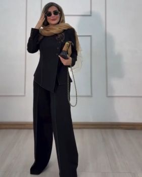 کت شلوار مجلسی مشکی زنانه تیدا - تصویر 2