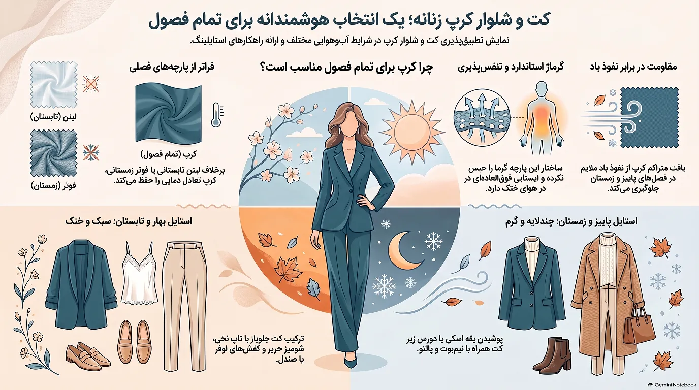 کت و شلوار کرپ زنانه برای چهارفصل