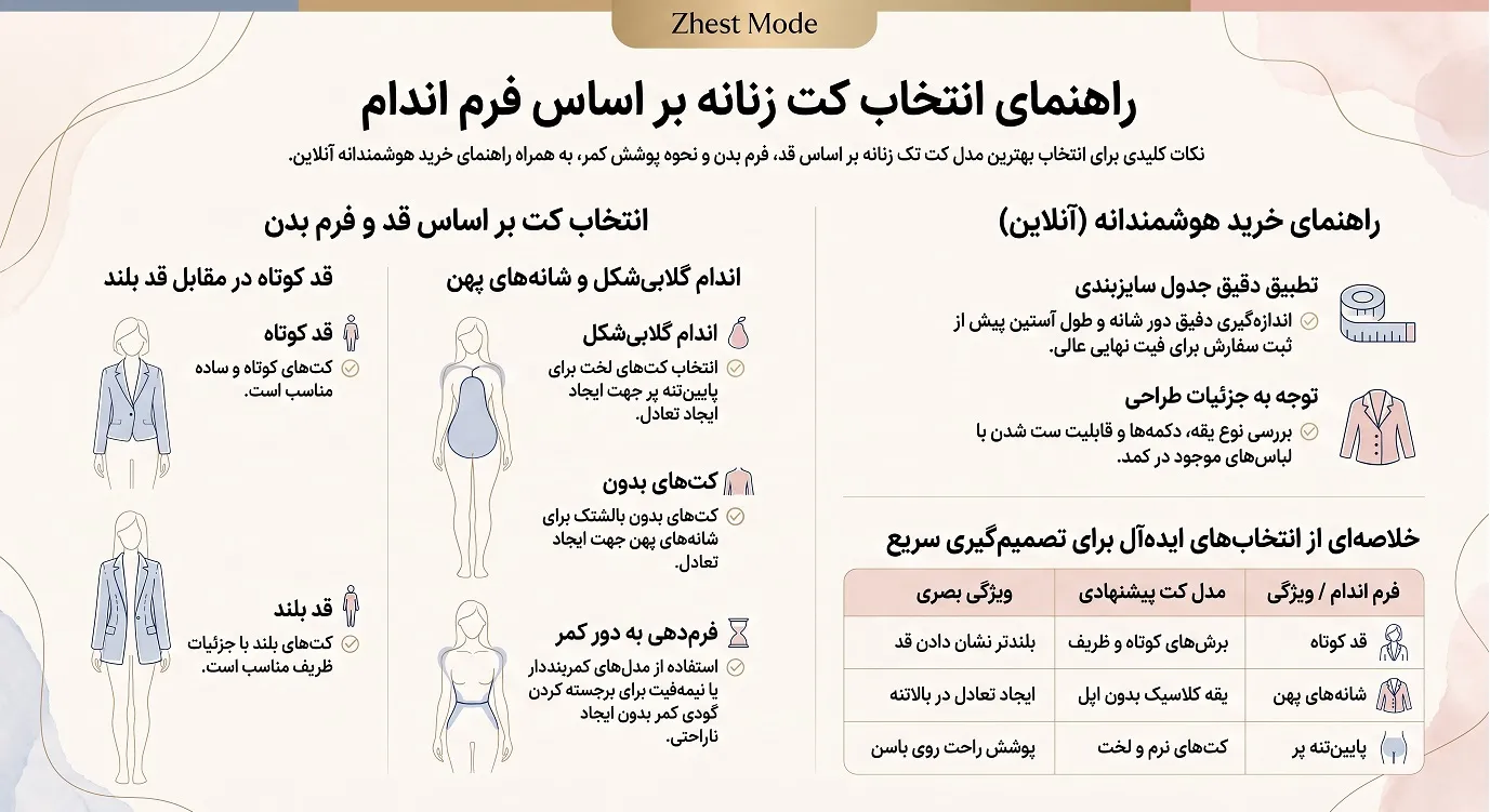سایز بندی کت زنانه براساس فرم بدن