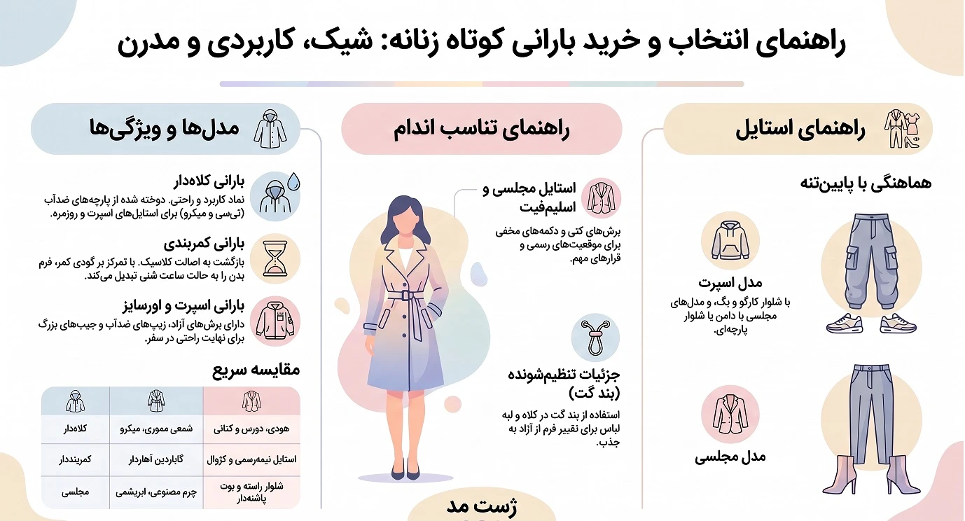راهنمای انتخاب بارانی کوتاه زنانه