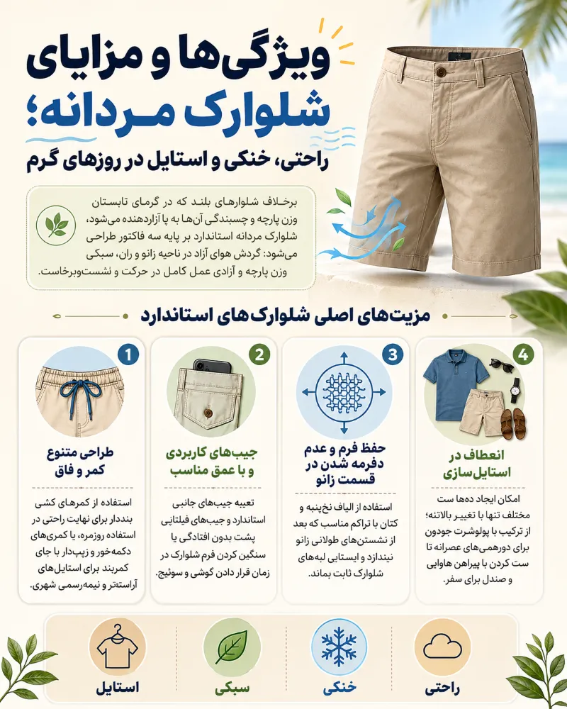 ویژگی و مزایای شلوارک مردانه