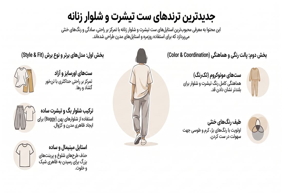 چدیدترین ترندهای ست تیشرت و شلوار زنانه